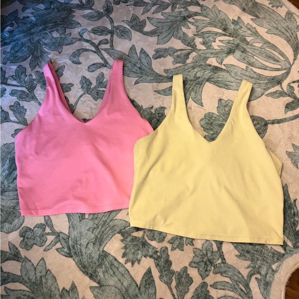 All in Motion Pink and Yellow Crop Tops